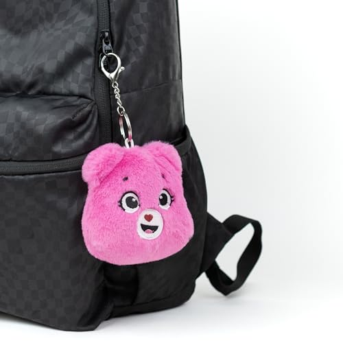 Image of Mirada Smiley Face Keychain Plush Soft Toy - Magenta Mini Stuffed Gift for Kids, Girls & Boys - 12cm