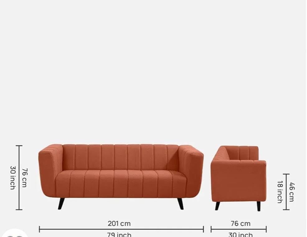 Image of Stellar Hand Striped Five (3+2) Seater Elegant Wooden Base Sofa in Wide Extravagant Fabric, Gives Luxurious Look for Home /Living Room /Office /Guest Room /Hotels