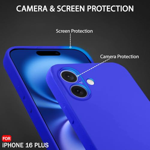 Image of TheGiftKart Liquid Silicone Back Cover Case for iPhone 16 Plus | Soft Micro-Fibre Lining Inside | Camera & Screen Protection | Shockproof Back Cover Case for iPhone 16 Plus (Silicone, Ultramarine)