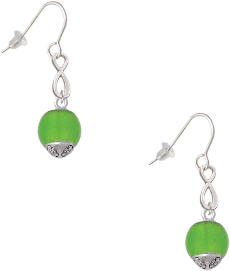 Delight Jewelry 12mm Roller Glass Spinner Silver-tone Infinity French Earrings