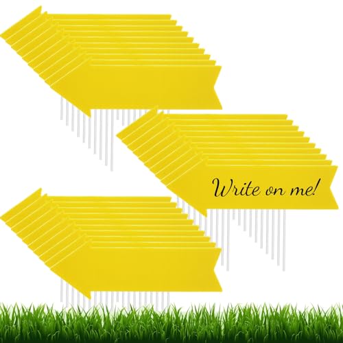 Queekay 30 Pack Blank Arrow Signs with Stakes 17 x 6 Inches Yard Sales Signs Wedding Directional This Way Yard Sale for Ceremony and Reception Wedding Birthday Party Decorations(Yellow)
