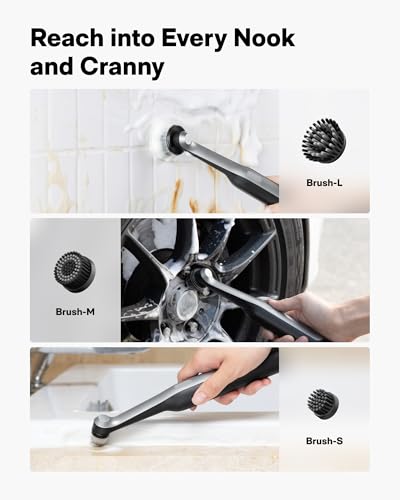 Image of HOTO Wand Cordless Spin Scrubber, Electric Grout Cleaning Brush, IPX7 Full Body Waterproof Bathroom Scrubber, 12 Brush Heads Power Scrubber for Grout, Tiles, Corners, Crevices