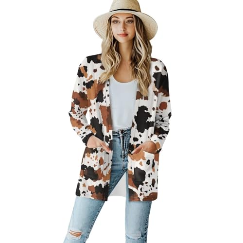 Image of Women's Lightweight Cardigans with Pockets Trendy Long Sleeve Open Front Cardigan Casual Tops Jackets Fall Oufits S-2XL