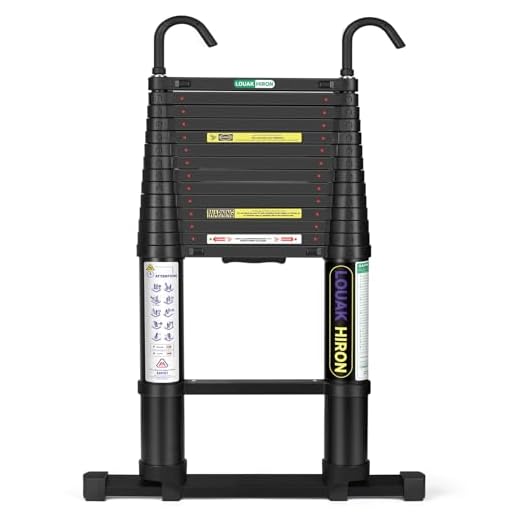 Telescoping Ladder 15 FT for Home Aluminum Extension Folding Ladder with Hooks RV Attic Ladder 330 Pound Capacity Semi-Automatic Retraction