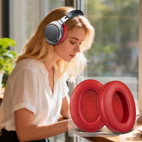 Image of SOULWIT Earpads for ATH M50X /M40X, HyperX Cloud 2 /3 /Alpha, MDR-7506, Arctis 7 /9 /5 /Nova 7 /Pro Wired, G Pro X, Sennheiser HD280, Razer Kaira /Barracuda /Kraken Series, Turtle Beach Stealth - Red