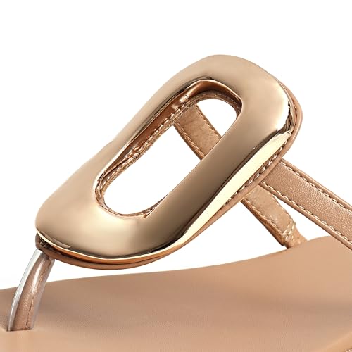 Image of Wnshonzy Flip-Flops for Women Thong Sandals Flat Slip on Slides Beach Comfort Open Square Toe Ladies Slipper Dressy Metal Hardware Decoration Summer Shoes Casual Fashion