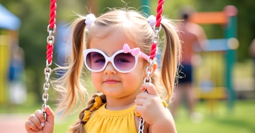Image of Dervin UV Protected Girl's Bow Cute Sunglasses Baby Personality Cartoon Travel Sunshade Glasses