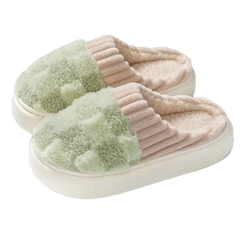 House Slippers for Women Plush Warm Fuzzy Slippers Fluffy Soft Bedroom Shoes Comfy Indoor Slip-On Slipper with Faux Fur Lining