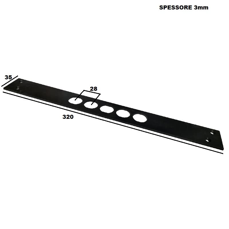 CONTROPIASTRA FRONTALE IN ACCIAIO BRONZATO 320X35 MM SPESSORE 3MM INTERASSE 28 MM