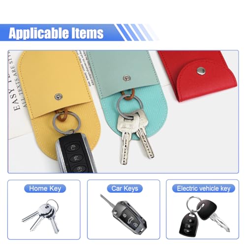 Image of KITUREK 8PCS Pull Out Car Key Case, PU Leather Keychain Protective Bags, Large-Capacity Key Case Holder, Creative Key Case Cover for Halloween Christmas Presents (Closed)