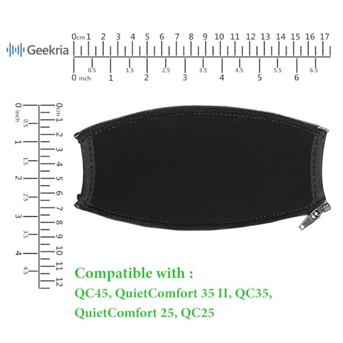 Image of Geekria Flex Fabric Headband Cover Compatible with Bose QC45 QuietComfort 35 II, QC35, QC25 Headphones, Replacement Repair Part, Sweat Cover, Easy DIY Installation (Black)