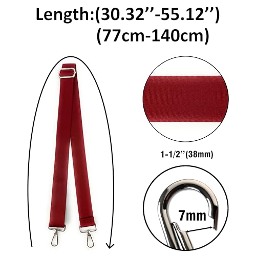 Image of Purse Strap Replacement for Crossbody Bags & Handbags | Premium Webbing with Silver Hardware Clip-On Installation Adjustable Length Comfortable Wide Guitar Style Strap
