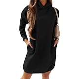 Felpa con cappuccio da donna semplice,chic e adorabile per l'autunno inverno.Felpa con cappuccio Ideale con jeans, leggings,stivali alti e adatta per il lavoro, la vita quotidiana,le vacanze,le serate fuori,ecc.All'inizio dell'autunno,puoi anche indossare questo vestito come mini abito,perfetto da indossare da solo o a strati.