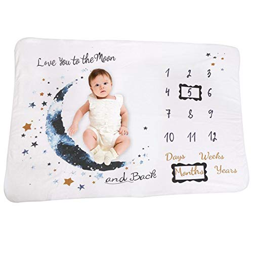 Aichoic Moon Blanket Baby Milestone Blanket Digital Printing Double-Sided Fleece Photograph Blanket Covering Blanket (3)