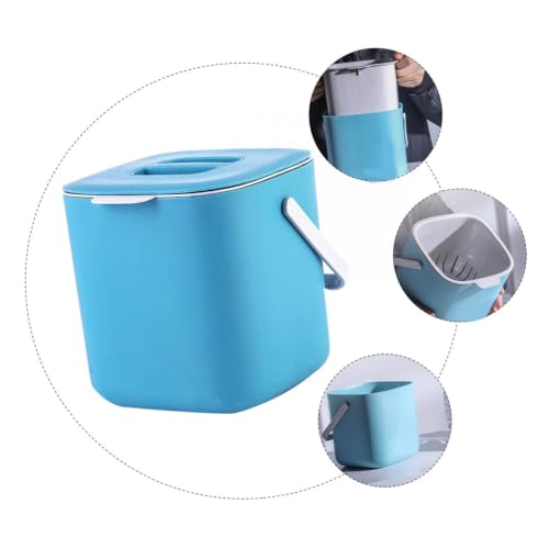 Contenedor de basura plástico portátil con tapa azul miniatura 7