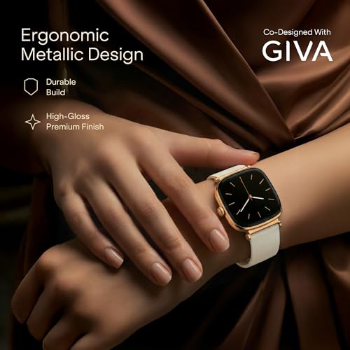Image of boAt Chrome Ivory Smart Watch for Women, co-Designed with GIVA, Limited Edition 925gm Silver Charm, 1.7 inch AMOLED Display, 1000 nits Brightness, Premium Metallic Build (Silver Charm Edition)