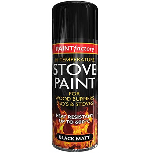Q & H Heat High-Temperature Stove Resistant Spray Paint Black Matt 400 ml - Metal Wood Plastic Ceramic Aerosol BBQ's - Black Matt Paint Rejuvenates Gas Temperature Stove Fire Spray (1)
