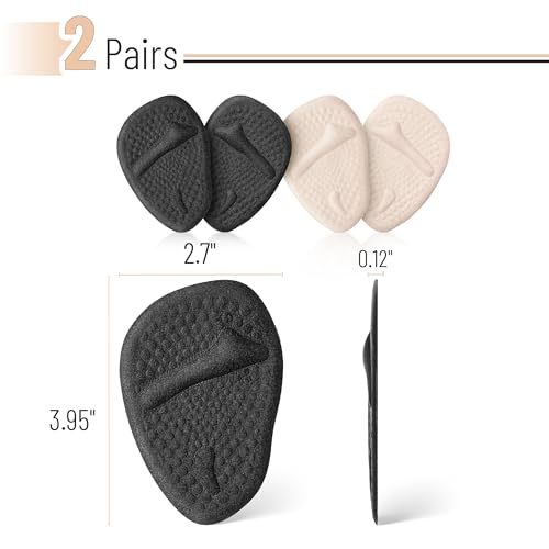 Image of Dr. JK- Ball of Foot Cushions, 2 Pairs, Black & Beige, Metatarsal Pads Women, Heel Pads for Shoes Women, Ball of Foot Cushions