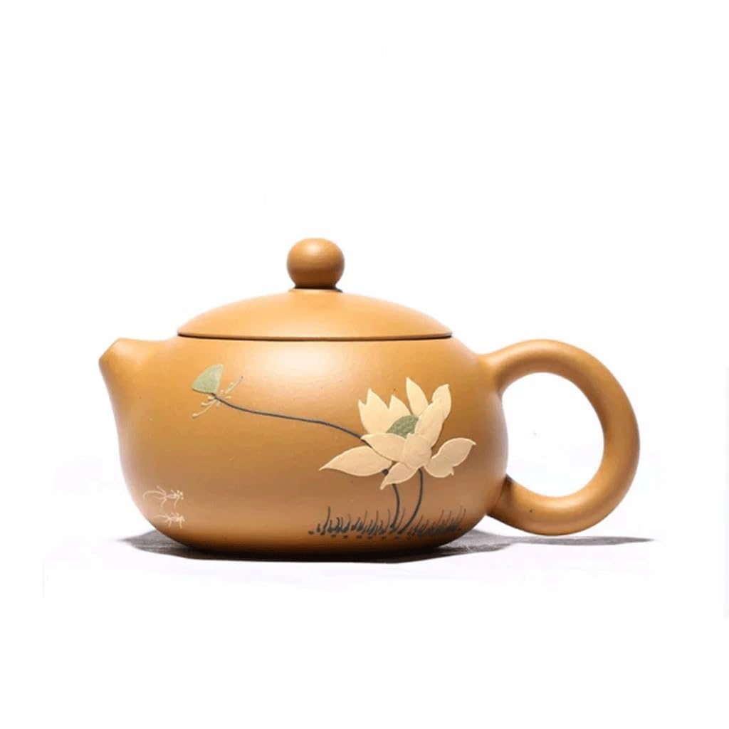 TYUHDUYUR 330ml Classic Clay Teapots Section Mud Xishi Tea Pot Home Zisha Kettle Chinese Tea Set Accessories (White Dinosaur Doodle4)