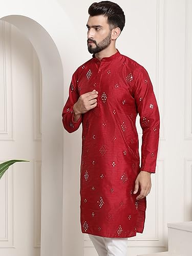 Image of SOJANYA (Since 1958 Men's Silk Blend Designer Long Kurta