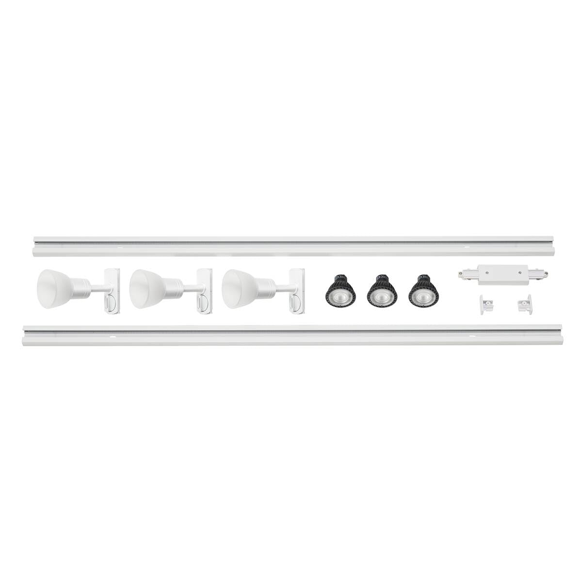 SLV LED Schienensystem PURIA, Starter Set, 1Phasen Schienen-Leuchte zur individuellen Innen-Beleuchtung, dreh- und schwenkbare Decken-Spots, Strahler-Schiene, Deckenstrahler, Decken-Lampe, 3x GU10