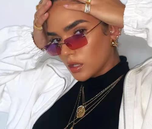 FEISEDY Vintage Rimless Sunglasses Rectangle Frameless Candy Color Glasses Women Men Spring Hinge B40633