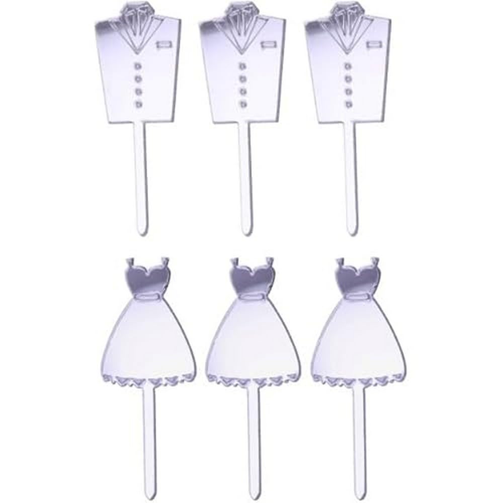 Mini Cake Topper Bride and Groom 6pcs