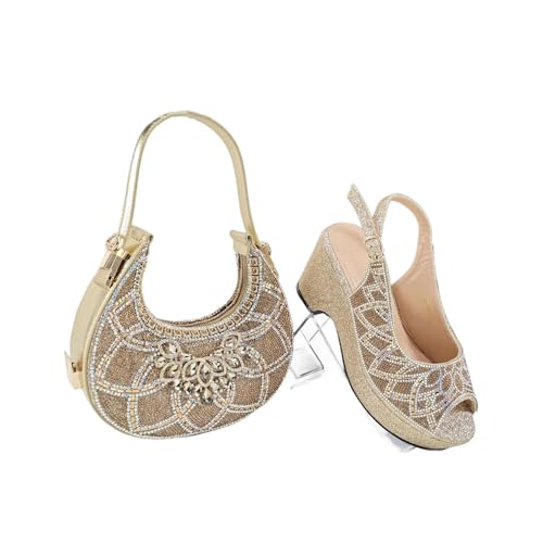 Women Shoes and Bag Set Blue Nigerian Wedding Shoe and Bag Set High Heels and Matching Handbag