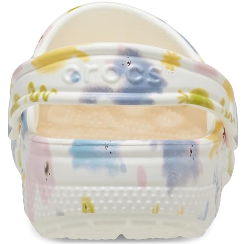 Image of Crocs Unisex Classic Clogs with Patterns and Graphics (Little Kid /Big Kid) Chalk 11 Medium