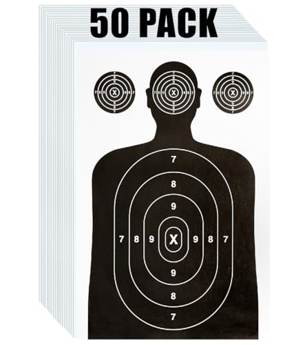 Image of 50 Pack Paper Shooting Target for Gun Range, Target Practice- (Industry Standard Size 17 X 25 inch) Silhouette Paper for Handguns, Rifles, Pistols, Airguns, BB Gun, Pellet Gun, Crossbow, Arrow