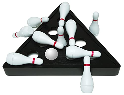 Ydds Shuffleboard Bowling Pin Set With 10 Pcs Premium Hardwood Bowling Pins Durable Triangular Pinsetter Resin Bowling Ball And Carrying Bag, Fun For Shuffleboard Games #TOP2