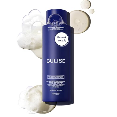 CULISE Korean Deep Hydrating Hair Shampoo for Dry, Damaged Color Treated - Instantly Moisturizes, Hydrates - Rice Water, Probiotics, Hyaluronic Acid, Argan Oil, Caffeine, Sulfate Free - 12-Week Supply