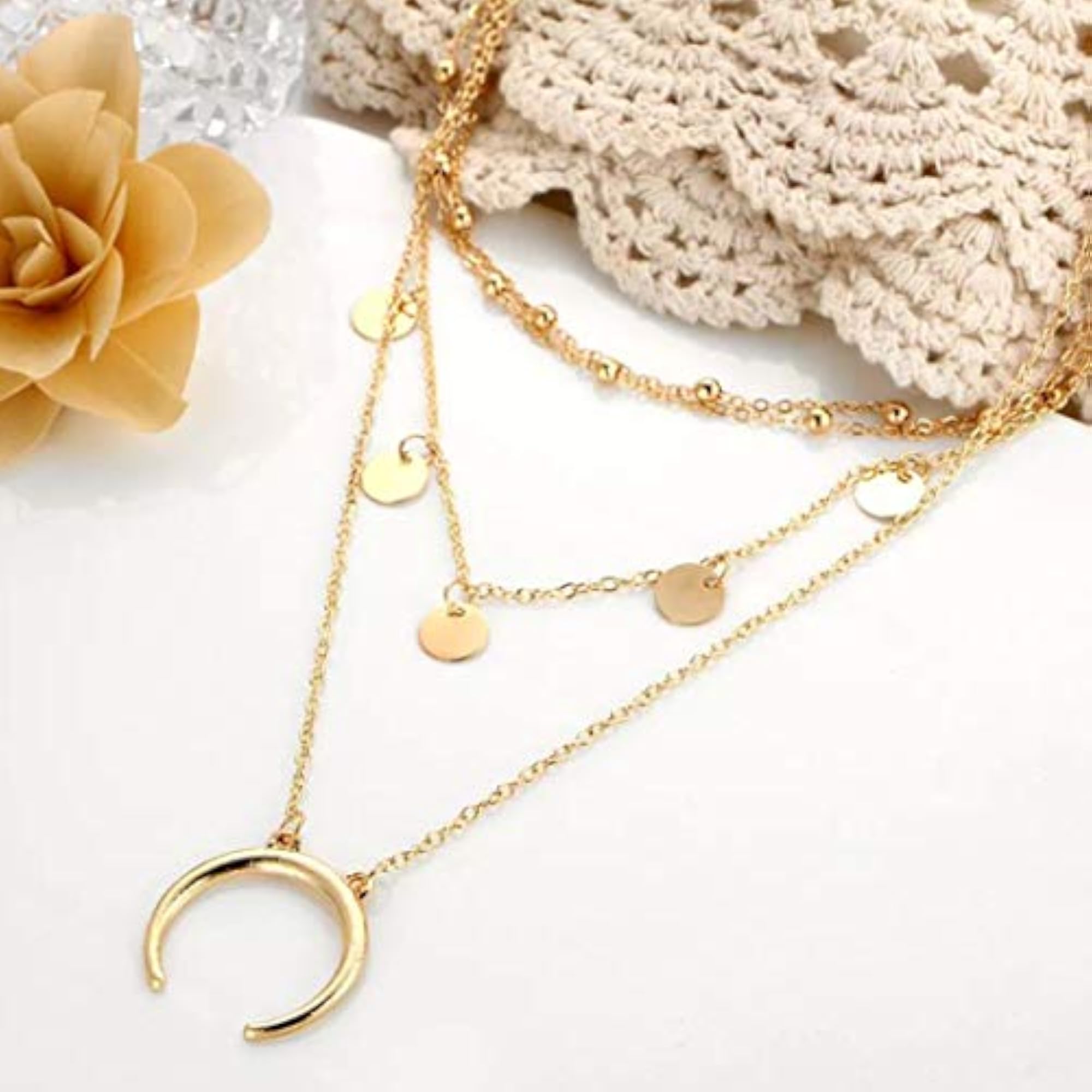 Brass Necklace for Women, Elegant Design