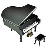 Bankour Play (Can't Help Falling in Love) Wooden Piano Music Box with Sankyo Musical Movement (Black)
