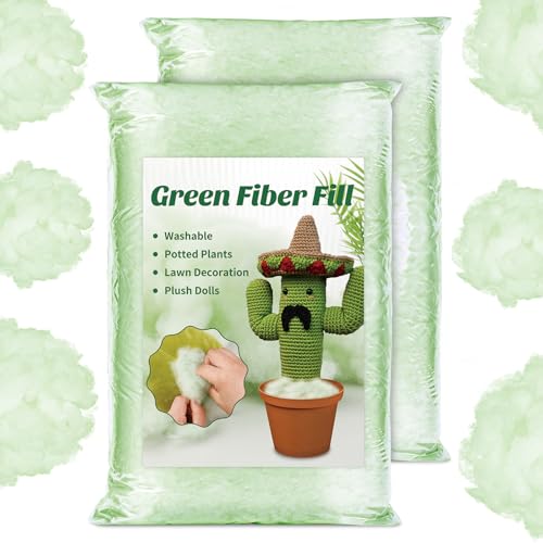 Bupete 10.6oz Stuffing for Stuffed Animals, Green Stuffing for Crafts, Crochet Stuffing Fiberfill Stuffing for Lawn Doll Decorations