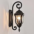 Smeike Outdoor Wall Sconces, Black Outdoor Porch Lights, 22.8" H Large Exterior Wall Lanterns, Waterproof Exterior Lighting Fixtures with Water Glass for Patio Garage Doorway