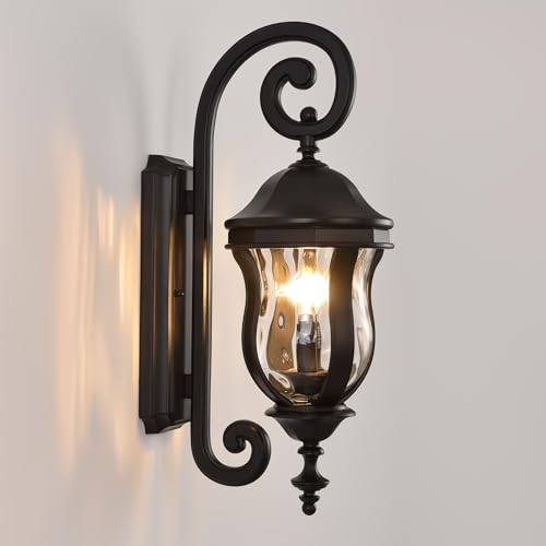 Smeike Outdoor Wall Sconces, Black Outdoor Porch Lights, 22.8" H
