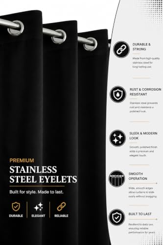 Image of LaVichitra 2 Pieces Solid Premium Blackout Curtains - Thermal Insulated, 3 Layered, 100% Opaque Window - 6 feet, Black