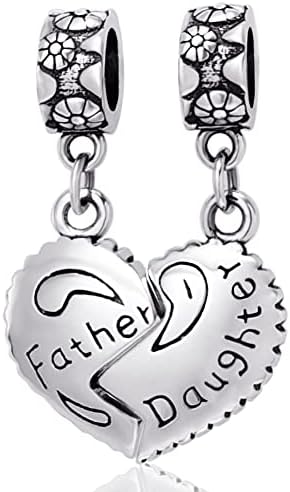 PHOCKSIN Father Daughter Charm 925 Sterling Silver Pendant for Bracelets Necklaces Gifts for Daughter/Dad/Birthday