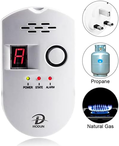 Gas Detector, LPG | Natural Gas | Coal Gas Leak Detector, 3-Pin Plug-in Sensor Gas Monitor with Sound Alarm and LED Display, Methane Propane Butane Combustible Gas Alarm for Kitchen Hospital Garage