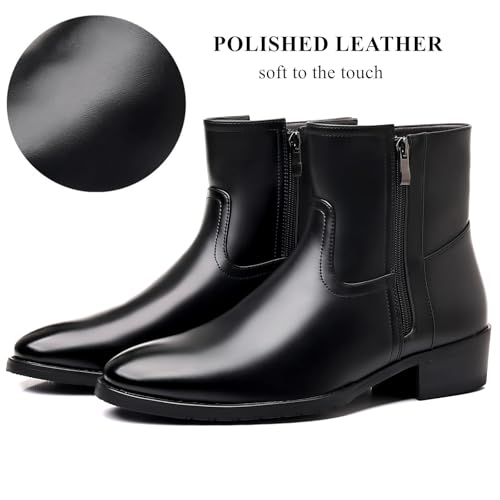 DADAWEN Men's Chelsea Boots Leather Casual Chukka Ankle Boots Side Zipper Pull On Dress Boots for Men4