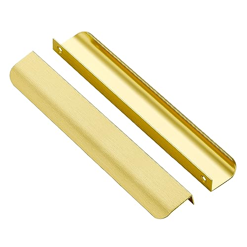 Ravinte 10 Pack Finger Pulls 204mm/8 Hole Center Gold Tab Cabinet Handle