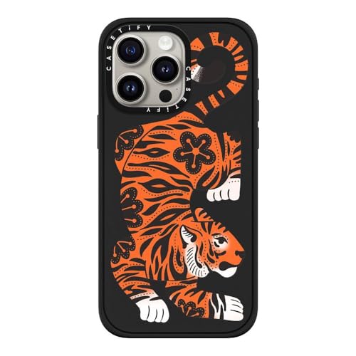 CASETiFY MagSafe �Ή��C���p�N�g iPhone 15 Pro Max �P�[�X [MIL�K�i���� (4x MIL-STD-810G) / 2.5m����̗����������N���A] - Fierce Tiger - �}�b�g�u���b�N