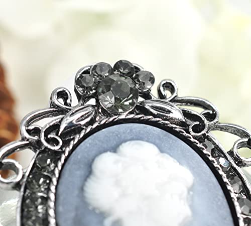 Gyn&Joy Vintage Inspired Cameo Victorian Lady Maiden Crystal Rhinestone Flower Brooch Pin Bz091 #TOP4