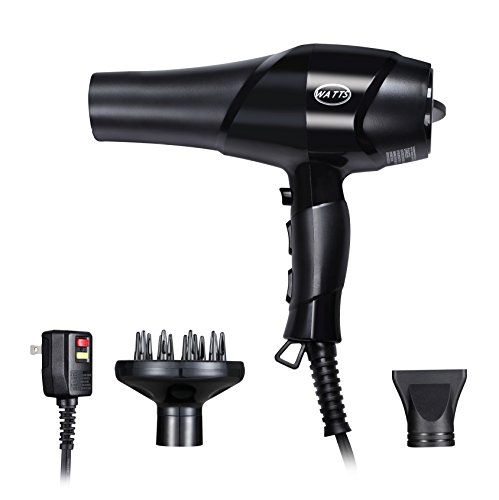 WATTS HD-20 Hair Dryer 1875 Watt Anti Frizz Professional AC Motor Black Tourmaline Ceramic Ionic Blow Dryer with Cool Shot and Infrared Heat (Black Color)