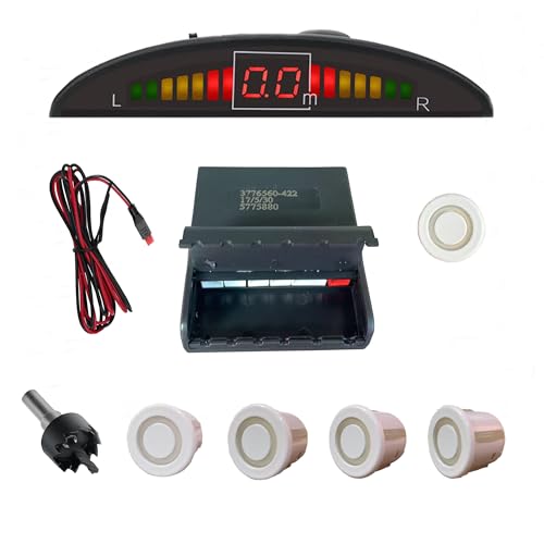 Image of Parking Sensor Kit Backup Sensor Kit Reverse Sensor for Pickup & Extended Vehicles - 4 x 2.3m Sensors + 4 x 4.5m Extension Cables, 24V Compatible (Voltage Reducer Sold Separately) White