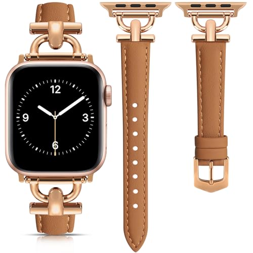 Leather Band Compatible with Apple Watch Bands for Women, Dressy Fancy Strap for iWatch Series...