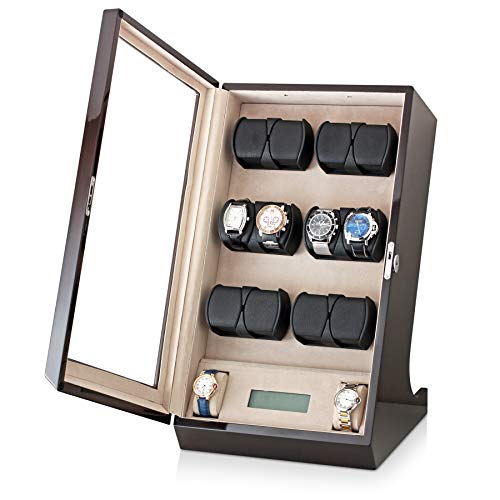 12 Watch Winder with 2 Storage Space, Customisable Winding Mode and Backlight (Ebony + Grey) - Thumbnail 3