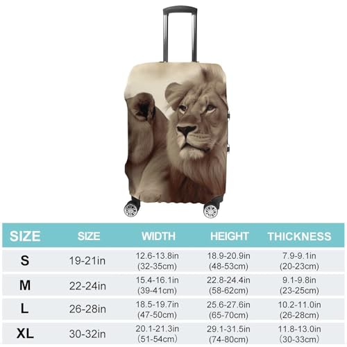 African Lion And Lioness Luggage Cover, Washable Elastic Suitcase Cover Protector Fit 18-32 Inch Luggage2