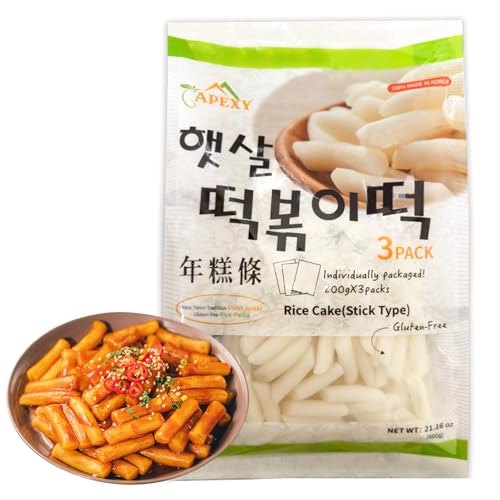 APEXY Korean Rice Cakes for Tteokbokki, Authentic Chewy Korean Rice Cake Sticks, Gluten Free, Vegan, Non-GMO Topokki Rice Cakes for Asian Cooking & Spicy Rice Cake Recipes, 21.16 oz Pack of 1